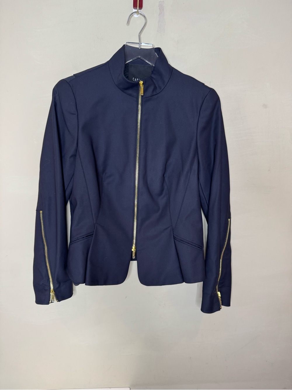 CARLISLE Navy Blue Zip Front Jacket Blazer | Size 6 like new condition - Picture 2 of 16